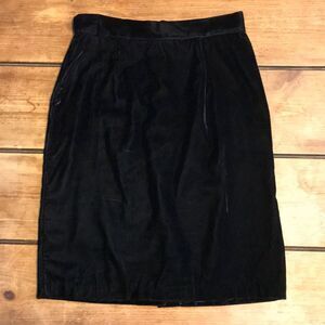 Vintage Black Velvet Pencil Skirt 90s Size 8 6 Petite Small Jacyln T